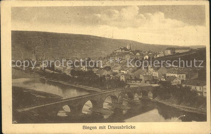 Bingen Rhein mit Drususbruecke