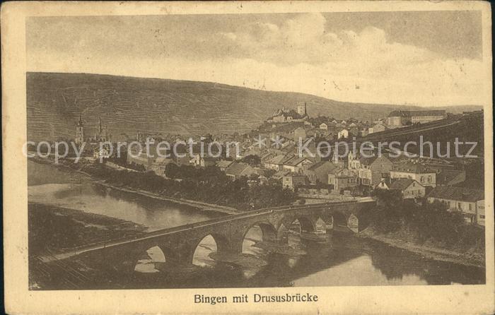 Bingen Rhein mit Drususbruecke
