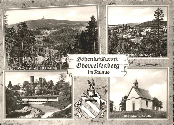 Oberreifenberg mit Feldberg Burgruine mit Schule St Gertrudis Kapelle