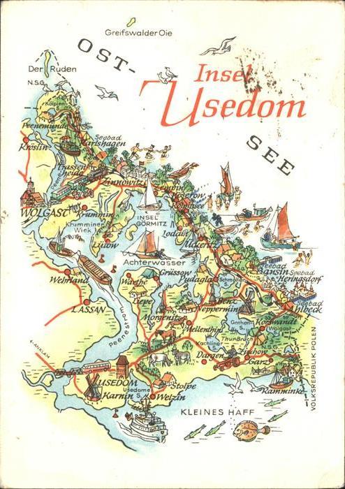 Usedom Mecklenburg-Vorpommern Insel uebersichtskarte