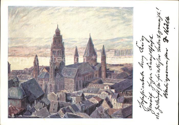 Mainz Rhein Dom Kuenstlerkarte