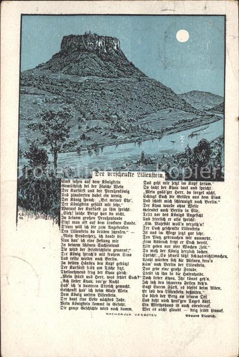 Koenigstein Saechsische Schweiz Der verschenkte Lilienstein Festung im Mondschei