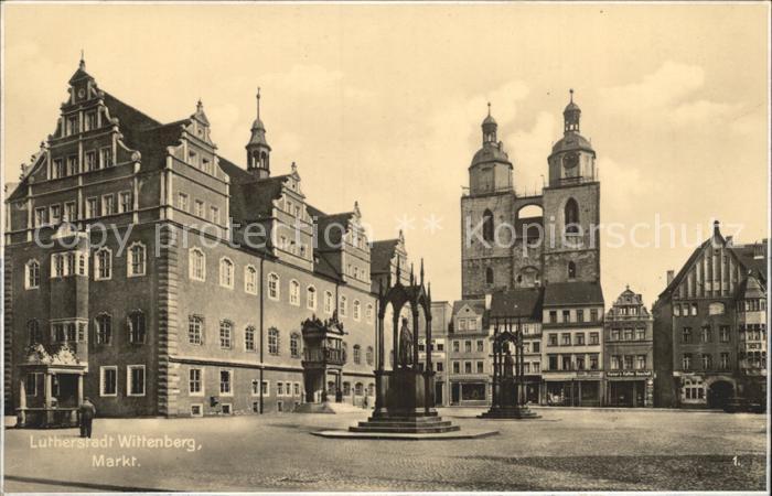 Wittenberg Lutherstadt Markt Brunnen Rathaus Stadtkirche