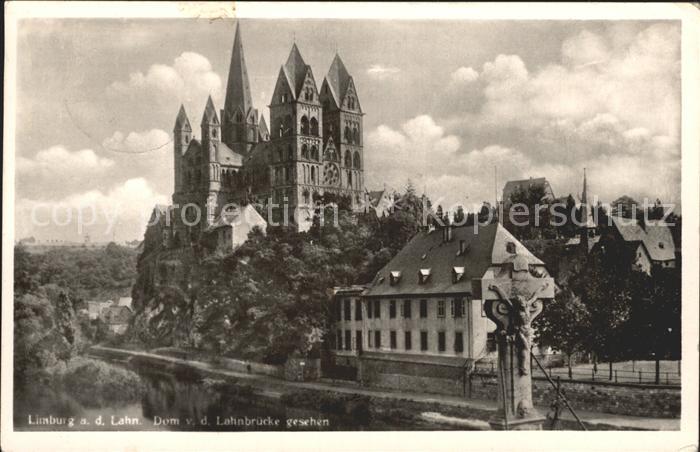 Limburg Lahn Dom von der Lahnbruecke gesehen