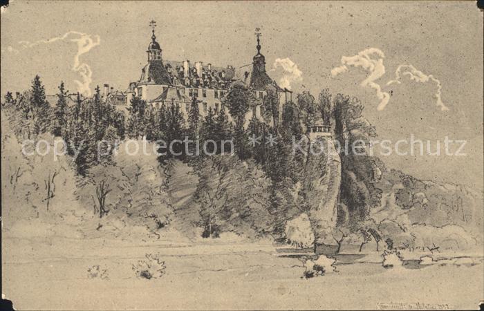 Oranienstein Lahn Schloss Zeichnung Jacobi 1852 Oraniensteiner Mappe Kuenstlerka