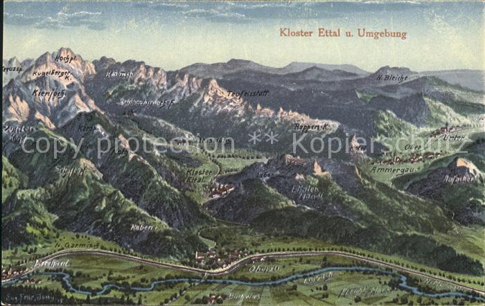 Ettal Kloster und Umgebung Alpenpanorama