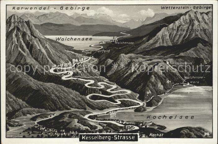 Kochel See Panorama Karte Nr 311 Kesselberg Strasse Walchensee Karwendel Wetters