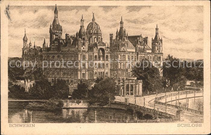 Schwerin Mecklenburg Schloss Kuenstlerkarte