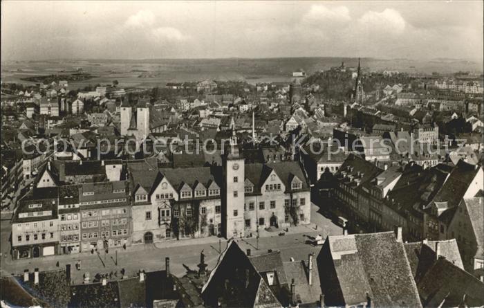 Freiberg Sachsen Blick vom Petriturm ueber den Obermarkt