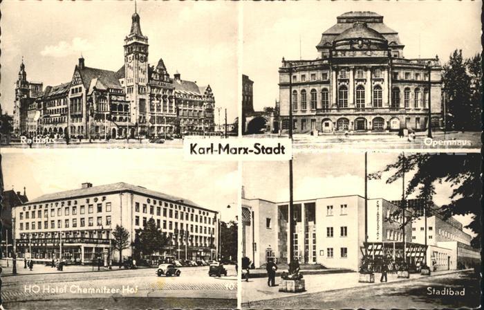 Karl-Marx-Stadt CHEMNITZ Rathaus Opernhaus Stadtbad HO Hotel Chemnitzer Hof