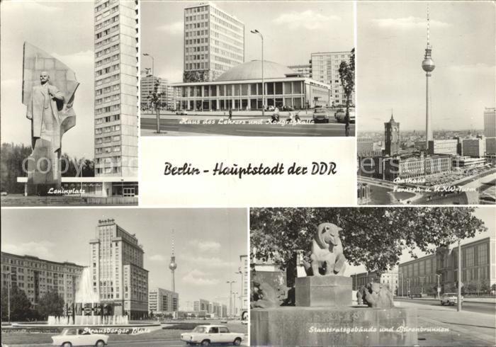 BERLIN CITY Leninplatz Haus des Lehrers Kongresshalle Rathaus Fernsehturm Staat