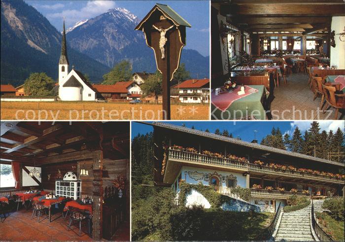 Graswang Cafe Restaurant Groebl Alm Wegekreuz Kirche