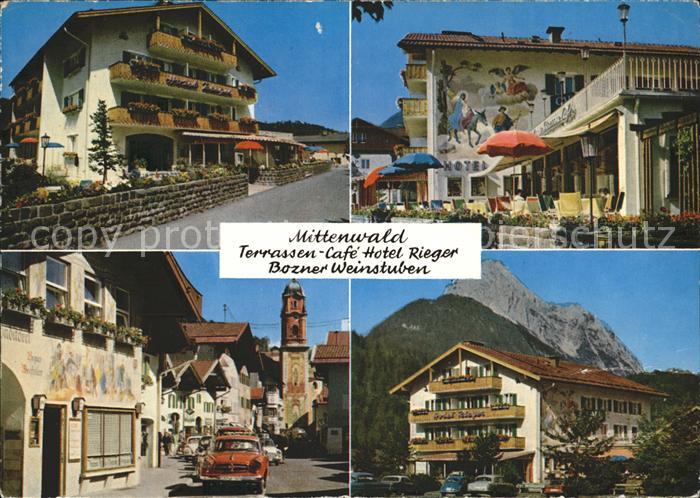 Mittenwald Bayern Terrassen Cafe Hotel Rieger Bozner Weinstuben Fassadenmalerei