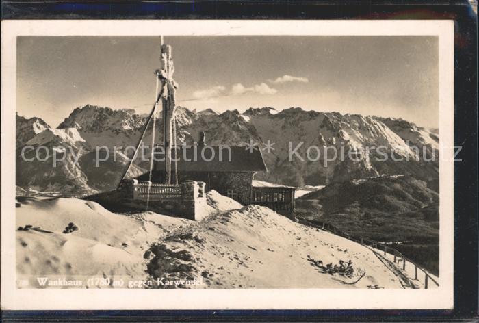 GARMISCH-PARTENKIRCHEN Bayern Wankhaus gegen Karwendel Gipfelkreuz Alpenpanorama