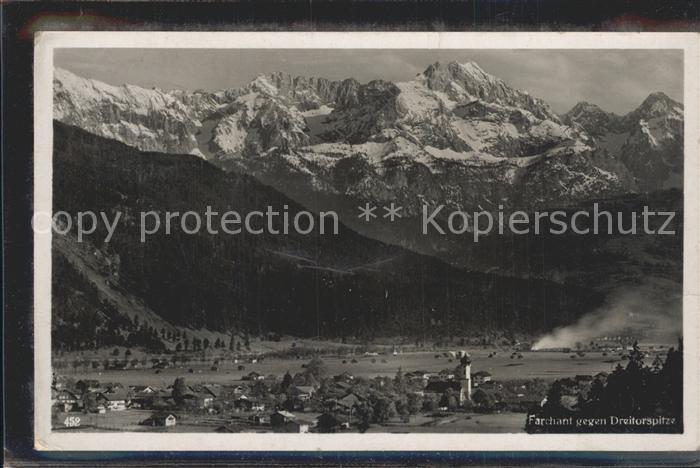 Farchant Panorama gegen Dreitorspitze Wettersteingebirge