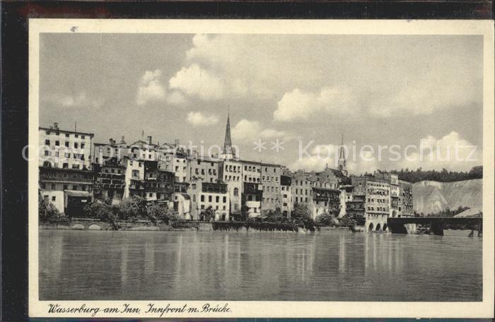 Wasserburg Inn Innfront mit Bruecke