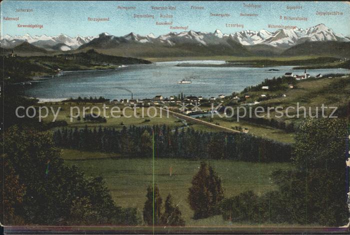 Starnbergersee mit Karwendel und Wettersteingebirge Panoramakarte