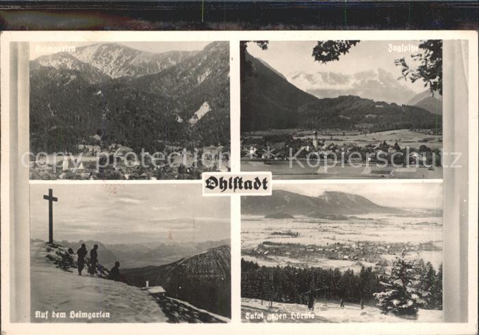 Ohlstadt Ortsansicht Panorama Helmgarten Zugspitze Total mit Hoernle