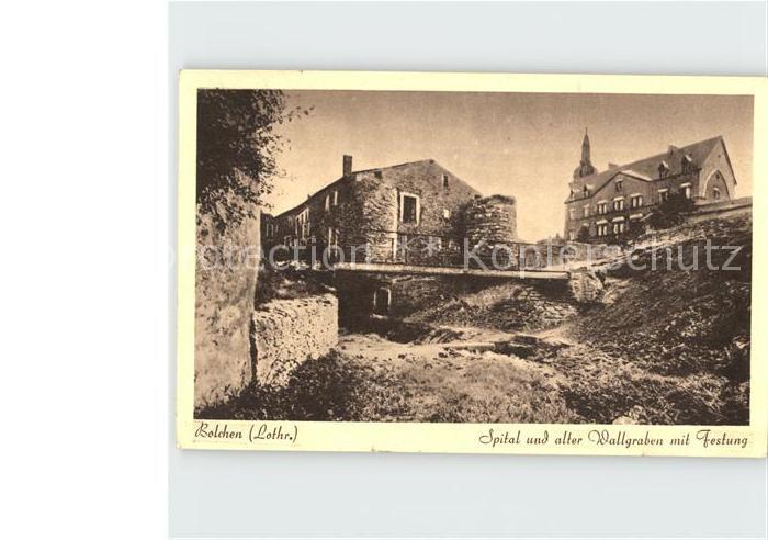 Belchen Elsass Spital und alter Wallgraben mit Festung