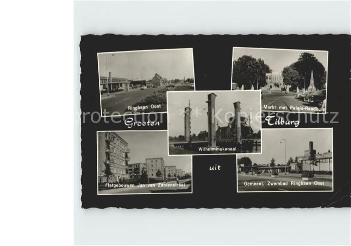 Tilburg Ringbaan Oost Markt mit Paleis Raadhuis Wilhelminakanaal Flatgebouwen Ja