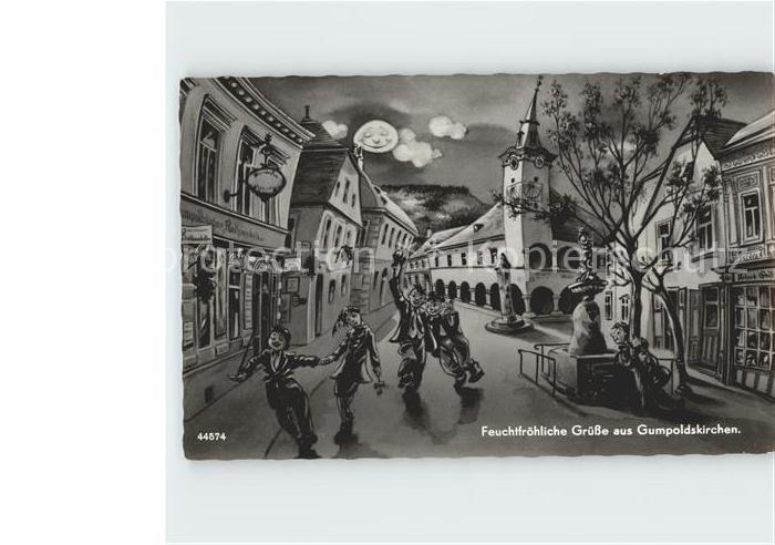 Gumpoldskirchen Niederoesterreich Dorfpartie Naechtliche Zecher Karikatur