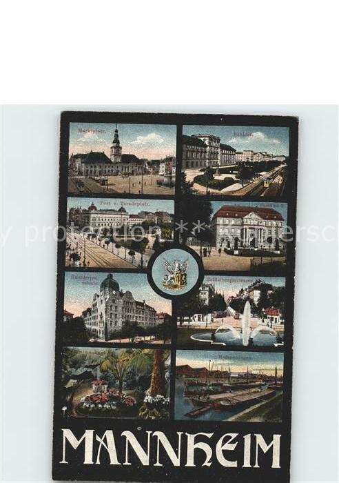 MANNHEIM BW Marktplatz Schloss Postplatz und Amt Kurfuerstenschule Heidelbergers