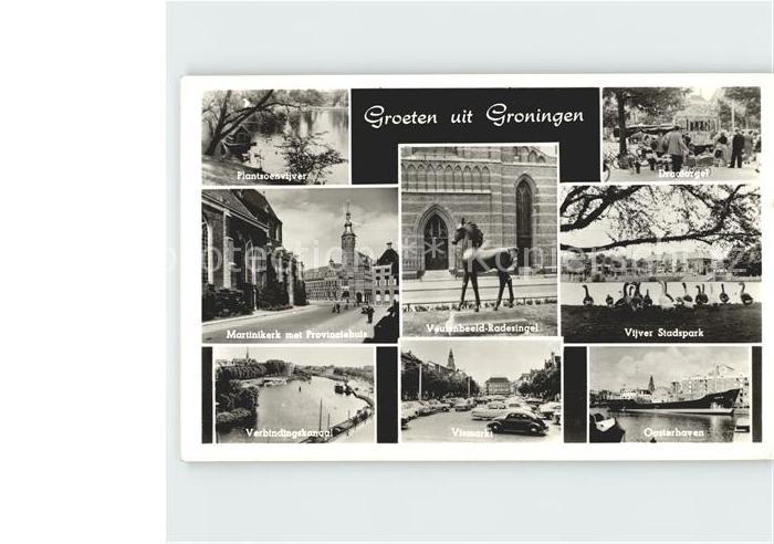 Groningen Plantsoenvijver Marinikerk Veulenbeeld Radesingel Draaiorgel Vijver St