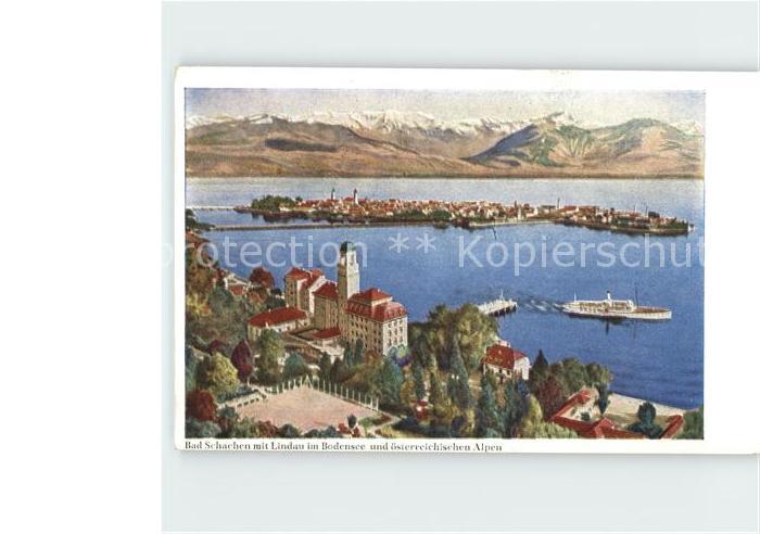 Bad Schachen Lindau mit Bodensee und oesterr Alpen