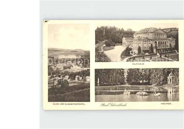 Bad Schwalbach vom Elisabethentempel Kurhaus Weiher