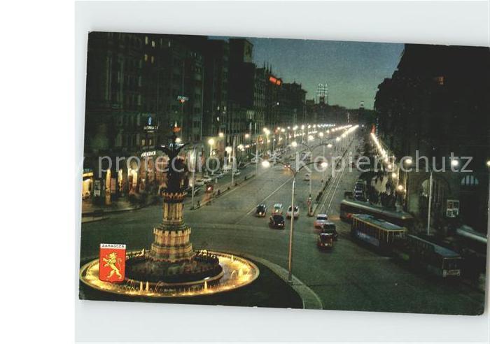 Zaragoza Saragossa Espana Nocturno Plaza de Espana y Avenida de la Independencia
