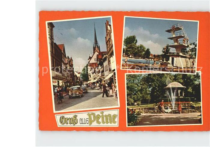 Peine Strassenpartie Schwimmbad Sprungturm Park Fontaene
