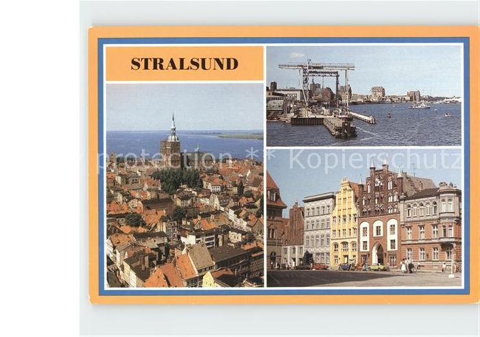 Stralsund Mecklenburg Vorpommern Teilansicht Hafenpartie Alter Markt