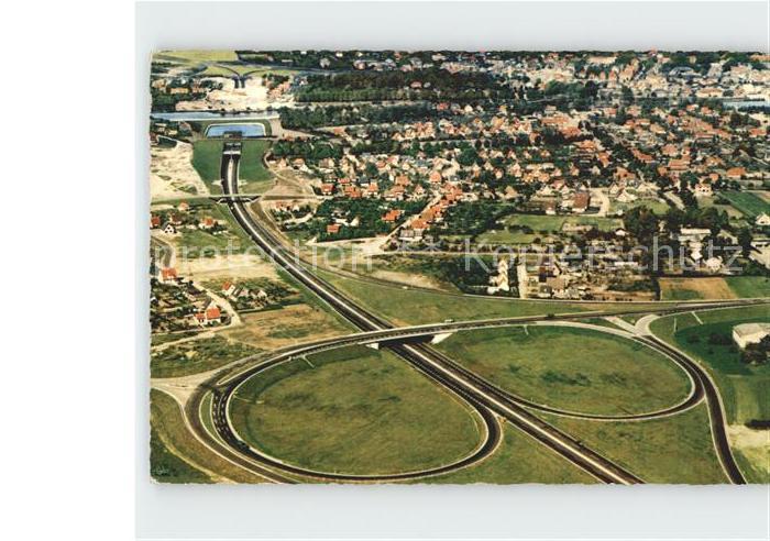 Rendsburg Schleswig-Holstein Tunnelanfahrt von S?den Fliegeraufnahme