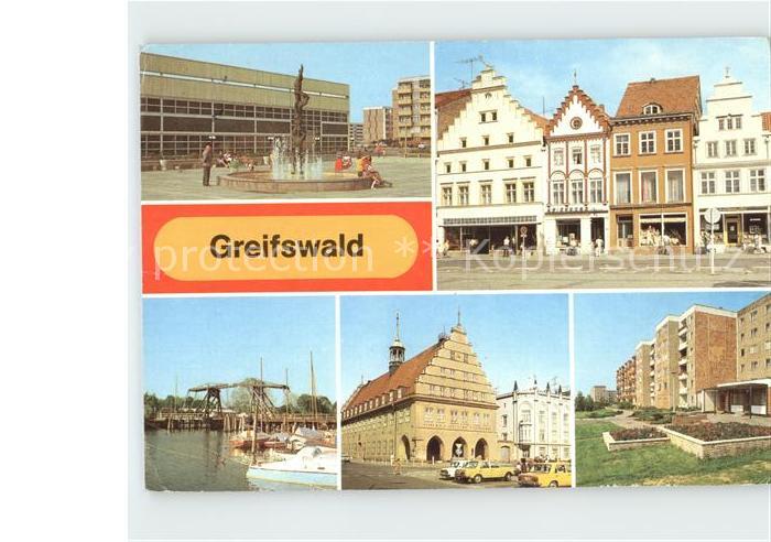 Greifswald Mecklenburg Vorpommern Sporthalle Brunnen PdF Wiecker Bruecke Rathaus