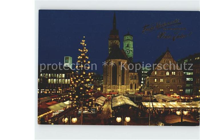 STUTTGART  CITY Weihnachtsmarkt Rathausturm Stiftskirche Fruchtkasten am Schille