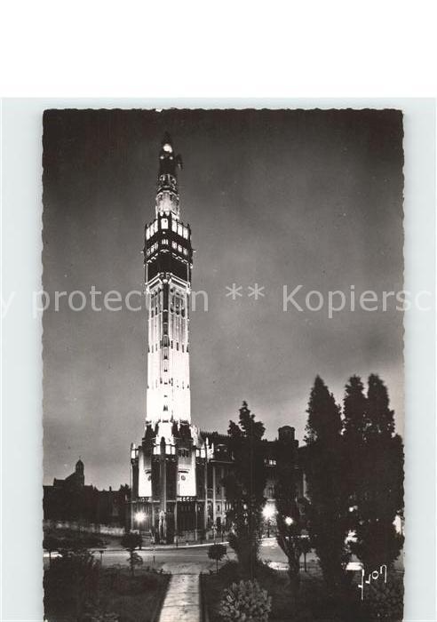 Lille Nord Le Beffroi de l Hotel de Ville illumine