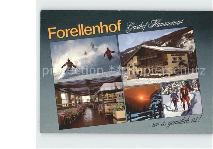 Untertauern Gasthof Hammerwirt Gastraum Sonnenuntergang Skilaeufer