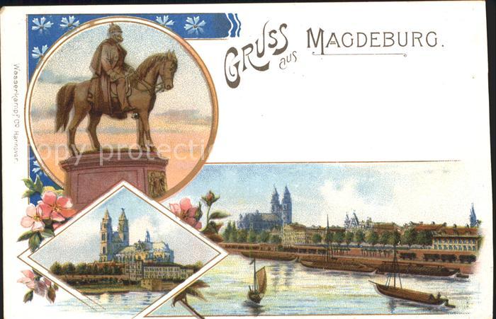 MAGDEBURG  CITY Partie an der Elbe Dom Reiterstandbild Denkmal Deutsche Reichspo
