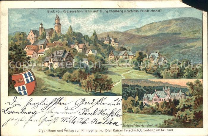 Cronberg Taunus Blick von Restauration Hahn auf Burg Cronberg Schloss Friedrichs