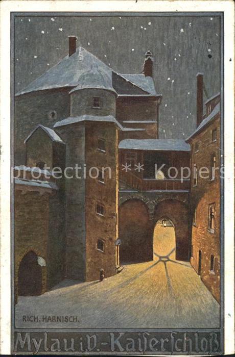 Mylau Kaiserschloss Kuenstlerkarte Harnisch