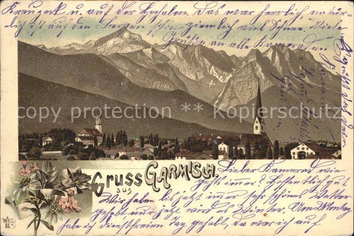 GARMISCH-PARTENKIRCHEN Bayern Ortsansicht mit Kirche Alpenpanorama