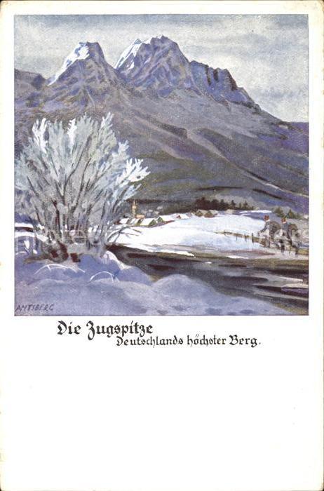 Zugspitze Winterlandschaft Kuenstlerkarte
