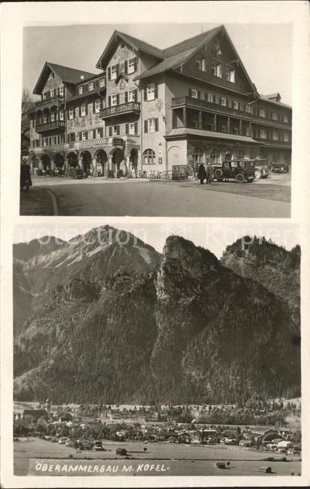 OBERAMMERGAU Bayern Hotel Restaurant Panorama mit Kofel Ammergauer Alpen