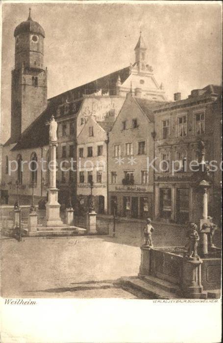 Weilheim Oberbayern Marktplatz Kirche Brunnen