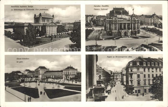 Zagreb Bibliotheque d l'Universite Face posterieure Theatre National La Gare Pog