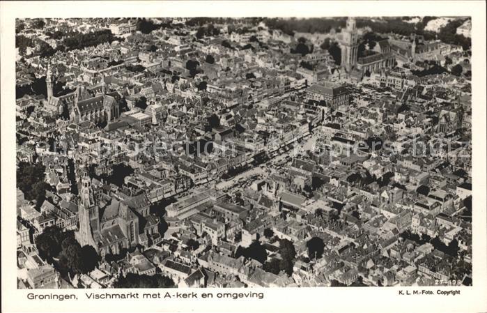 Groningen Vischmarkt met A-kerk en omgeving Fliegeraufnahme