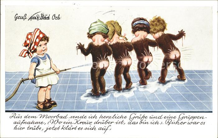 Bad Orb Kinder im Moorbad Karikatur