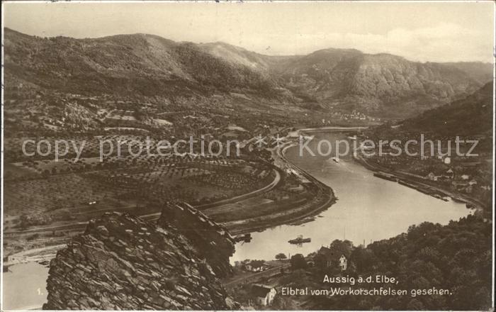 Aussig Tschechien Elbe vom Workotschfelsen gesehen
