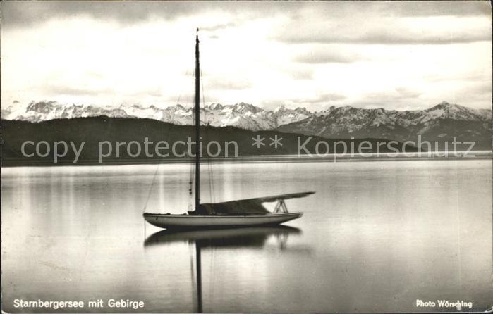 Starnbergersee mit Alpenpanorama Segelschiff