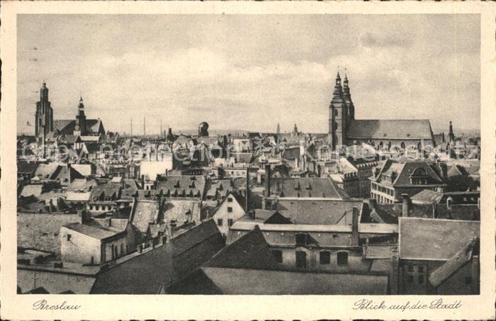 Breslau Niederschlesien Stadtblick Kirchen